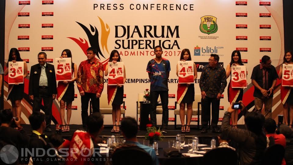 Suasa pengundian tim putra Djarum Superliga Badminton 2017.